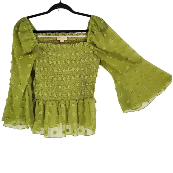 LONDON ROSE Boho Swiss Dot Woman's Top Size Large Boutique Brand - Picture 2 of 5